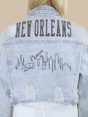 New Orleans City Skyline Denim Jacket